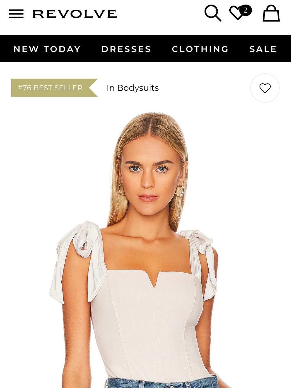 Free People White Tie-Shoulder Sweetheart Bodysuit